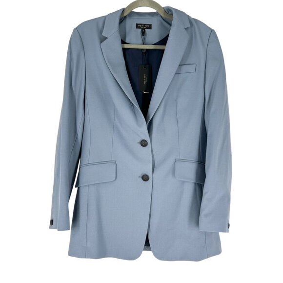 NWT Rag & Bone Charles Twill Wool Blend Blazer in Prairie Blue - Picture 2 of 7